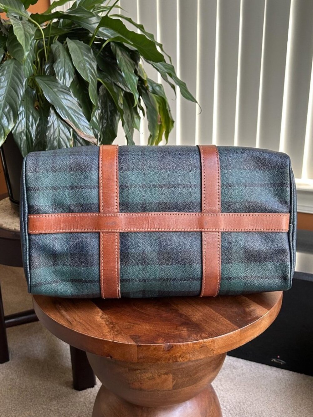POLO RALPH LAUREN Tartan Plaid Boston Bag, Forest Green, Navy - Picture 7 of 15